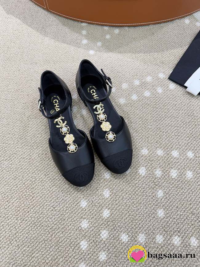Bagsaaa Chanel Mary Jane Heels with Floral Black - 1
