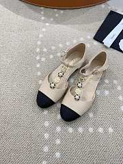 Bagsaaa Chanel Mary Jane Heels with Floral Beige - 4