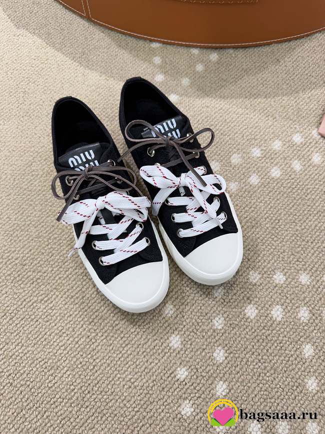 Bagsaaa Miu Miu Washed denim sneakers black - 1