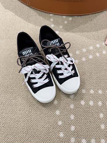 Bagsaaa Miu Miu Washed denim sneakers black