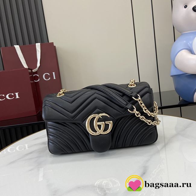 Bagsaaa Gucci GG Marmont medium shoulder bag 837267 black - 26cm - 1