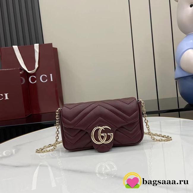 Bagsaaa Gucci GG Marmont mini shoulder bag 841290 red - 17cm - 1