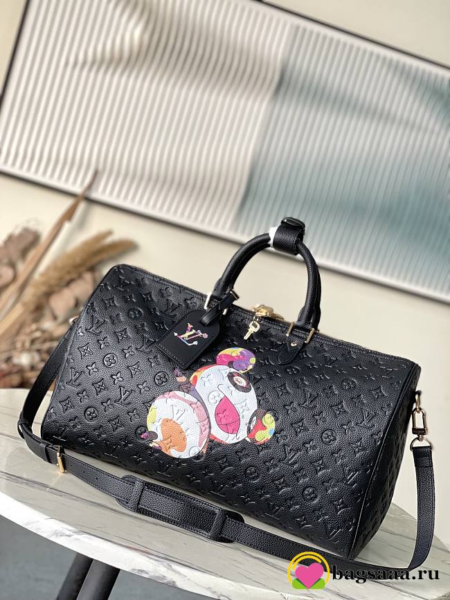 Bagsaaa LV M13761 LV x TM Keepall Bandoulière 45 Black & Panda - 45cm - 1