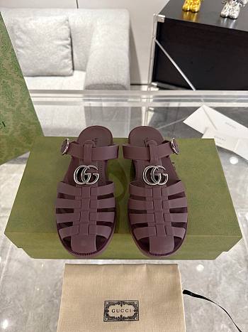 Bagsaaa Gucci Men's Double G mule 812582 Bordeaux rubber