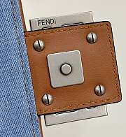 Bagsaaa Fendi Blue Baguette Ff Embroidered Denim Tote Bag - 27cm - 2