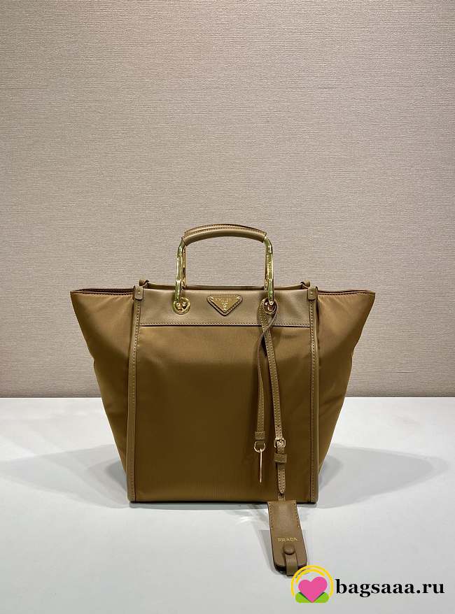 Bagsaaa Prada Medium Re-Nylon and leather tote bag 1BG578 brown - 28.5cm - 1
