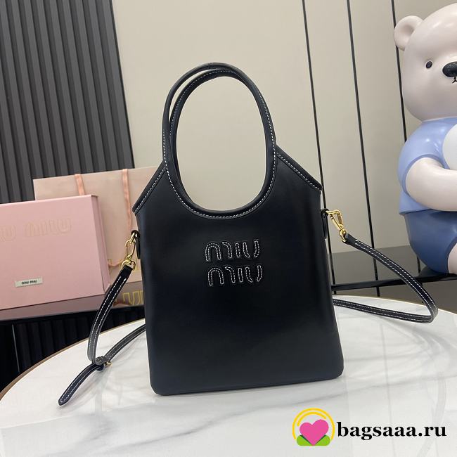 Bagsaaa Miu Miu IVY leather handbag 5BA281 black - 24cm - 1