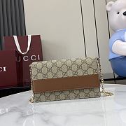 Bagsaaa Gucci GG Emblem wallet on chain 838151 Brown smooth leather - 20cm - 1
