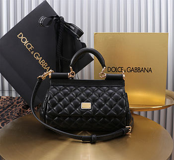 Bagsaaa Dolce & Gabbana Small quilted nappa leather Sicily handbag black - 19cm