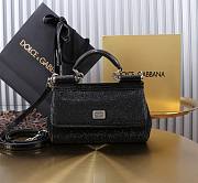 Bagsaaa Small Sicily bag in satin with all-over rhinestones black - 19cm - 1