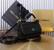 Bagsaaa Small Sicily bag in satin with all-over rhinestones black - 19cm - 4