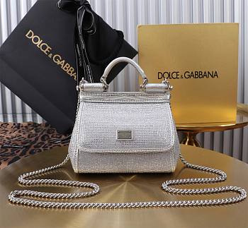 Bagsaaa Dolce & Gabbana mini Sicily satin top-handle bag silver - 16cm