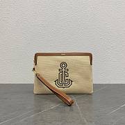 Bagsaaa Celine Small Pochette With Fabric Strap With Anchor Embroidery And Calfskin - 25cm - 1