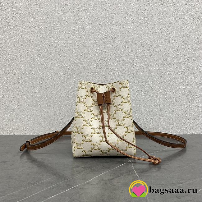 Bagsaaa Celine Micro Sailor In Triomphe Canvas And Calfskin White/Tan - 13 x 18 x 11 CM - 1