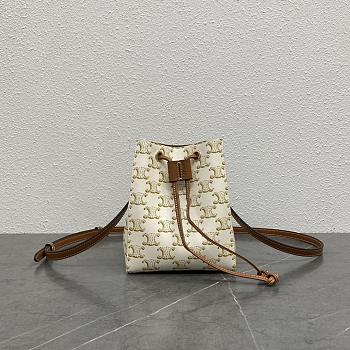 Bagsaaa Celine Micro Sailor In Triomphe Canvas And Calfskin White/Tan - 13 x 18 x 11 CM
