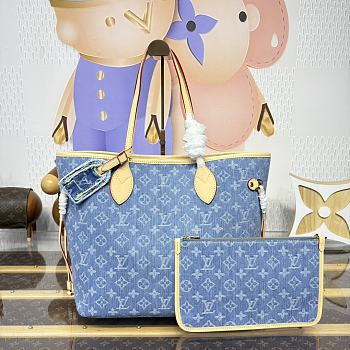 Bagsaaa LV M13192 Neverfull MM Denim Blue - 31cm