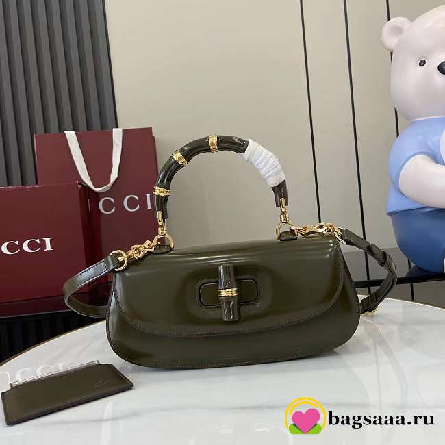 Bagsaaa Gucci Bamboo Diva medium bag 827750 Forest green shiny - 27cm - 1