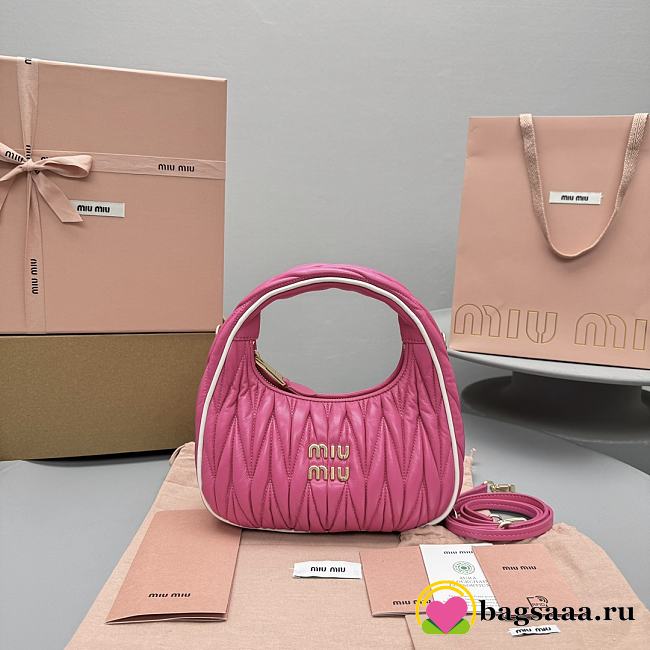 Bagsaaa Miu Miu Wander matelassé nappa leather bag 5BC125 pink - 20cm - 1