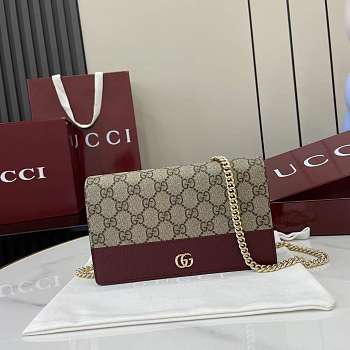 Bagsaaa Gucci GG Marmont bi-color wallet on chain 497985 red & beige - 20cm