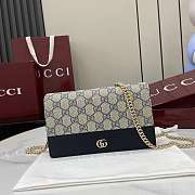 Bagsaaa Gucci GG Marmont bi-color wallet on chain 497985 navy blue & beige - 20cm - 1
