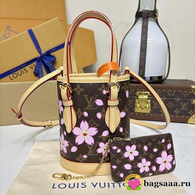 Bagsaaa LV M13417 LV x TM Nano Bucket Sakura Brown - 17cm - 1