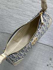 Bagsaaa 30 Montaigne Wanderlust Mini Bag Blue Dior Oblique Chambray with Raffia Effect and Light Biscuit Smooth Calfskin - 26cm - 2
