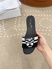 Bagsaaa Dway Slide Black and White Cotton Embroidered with Christian Dior Papillon Motif - 2