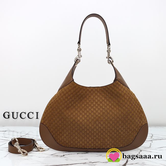 Bagsaaa Gucci B medium shoulder bag 834981 brown suede - 42cm - 1