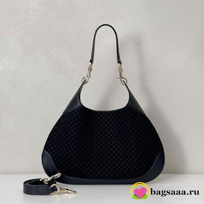 Bagsaaa Gucci B medium shoulder bag 834981 black suede - 42cm - 1
