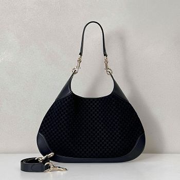Bagsaaa Gucci B medium shoulder bag 834981 black suede - 42cm
