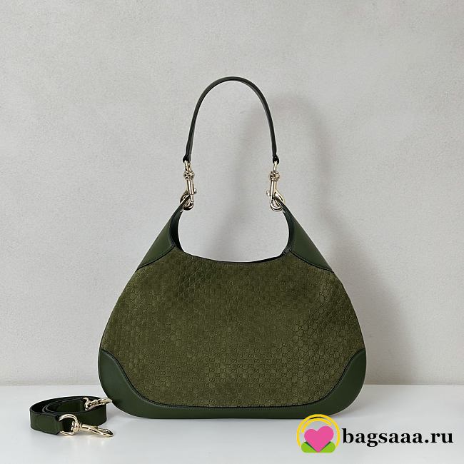 Bagsaaa Gucci B medium shoulder bag 834981 green suede - 42cm - 1