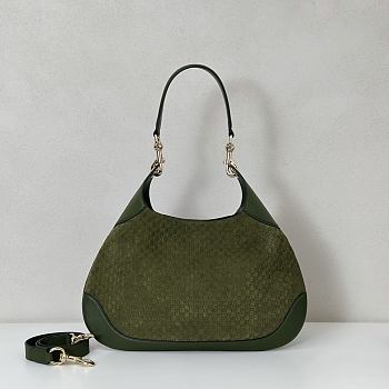 Bagsaaa Gucci B medium shoulder bag 834981 green suede - 42cm