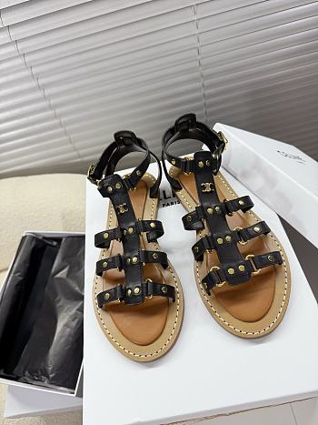 Bagsaaa Celine Lympia Gladiator Sandal In Calfskin Black