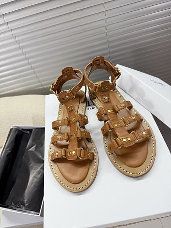 Bagsaaa Celine Lympia Gladiator Sandal In Calfskin Brown