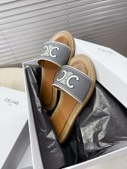 Bagsaaa Celine Lympia Mule In Striped Textile With Triomphe Blue - 2