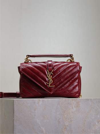 Bagsaaa YSL College mini chain bag in shiny leather 779430 red - 20cm