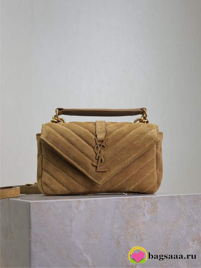 Bagsaaa YSL College mini chain bag in beige sude 779430 - 20 x 13 x 3 CM - 1