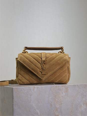 Bagsaaa YSL College mini chain bag in beige sude 779430 - 20 x 13 x 3 CM