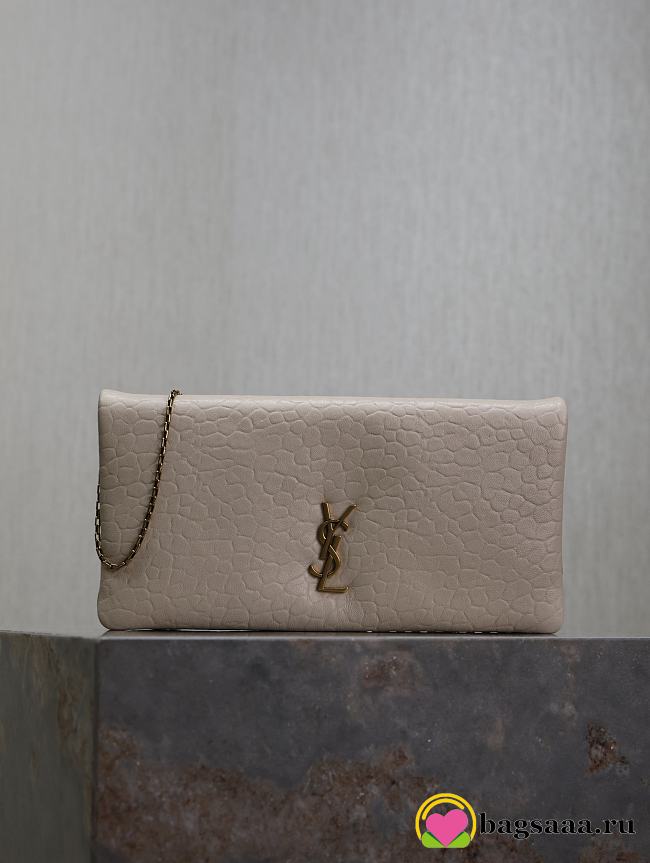 Bagsaaa YSL calypso mini bag in grained lambskin 801712 white - 24cm - 1