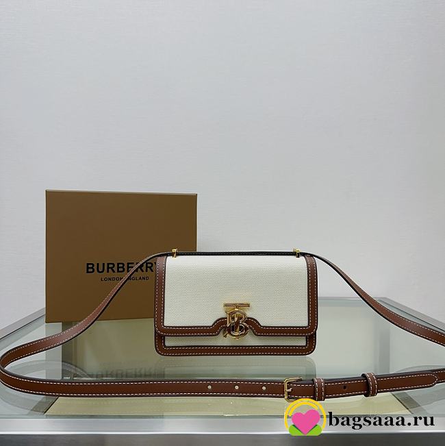 Bagsaaa Burberry Mini leather-trimmed canvas shoulder bag - 20cm - 1