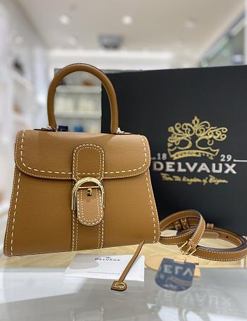 Bagsaaa Delvaux Brillant PM Surpiqué Brown - 24cm