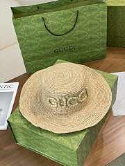 Bagsaaa Gucci embroidered straw hat neutrals - 1