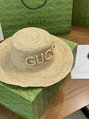 Bagsaaa Gucci embroidered straw hat neutrals - 2
