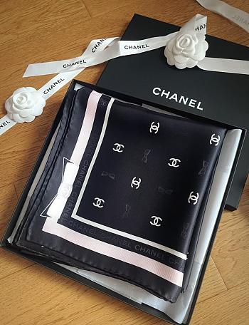 Bagsaaa Chanel Square Scarf Jacquard Silk Twill AAA777 Black - 90cm