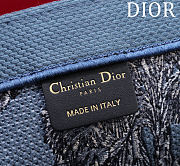 Dioriviera Medium Dior Book Tote Celestial Blue and White Toile de Jouy Palms Embroidery - 36cm - 3