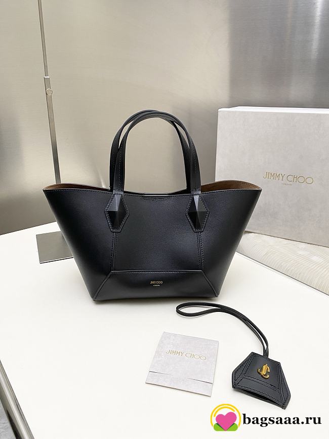 Bagsaaa Jimmy Choo Diamond Tote S Black Calf Leather Tote Bag - 20/35cm - 1