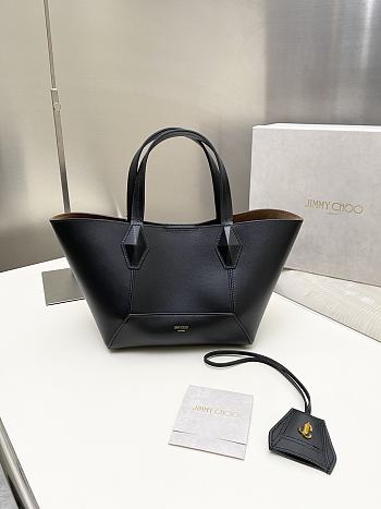 Bagsaaa Jimmy Choo Diamond Tote S Black Calf Leather Tote Bag - 20/35cm