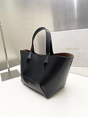 Bagsaaa Jimmy Choo Diamond Tote S Black Calf Leather Tote Bag - 20/35cm - 3