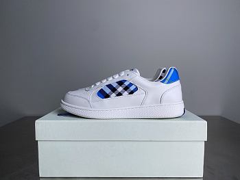 Bagsaaa Burberry Leather and Check Terrace Sneakers​ Blue