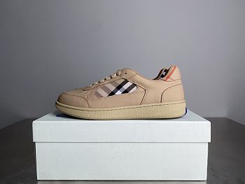 Bagsaaa Burberry Leather and Check Terrace Sneakers​ Beige